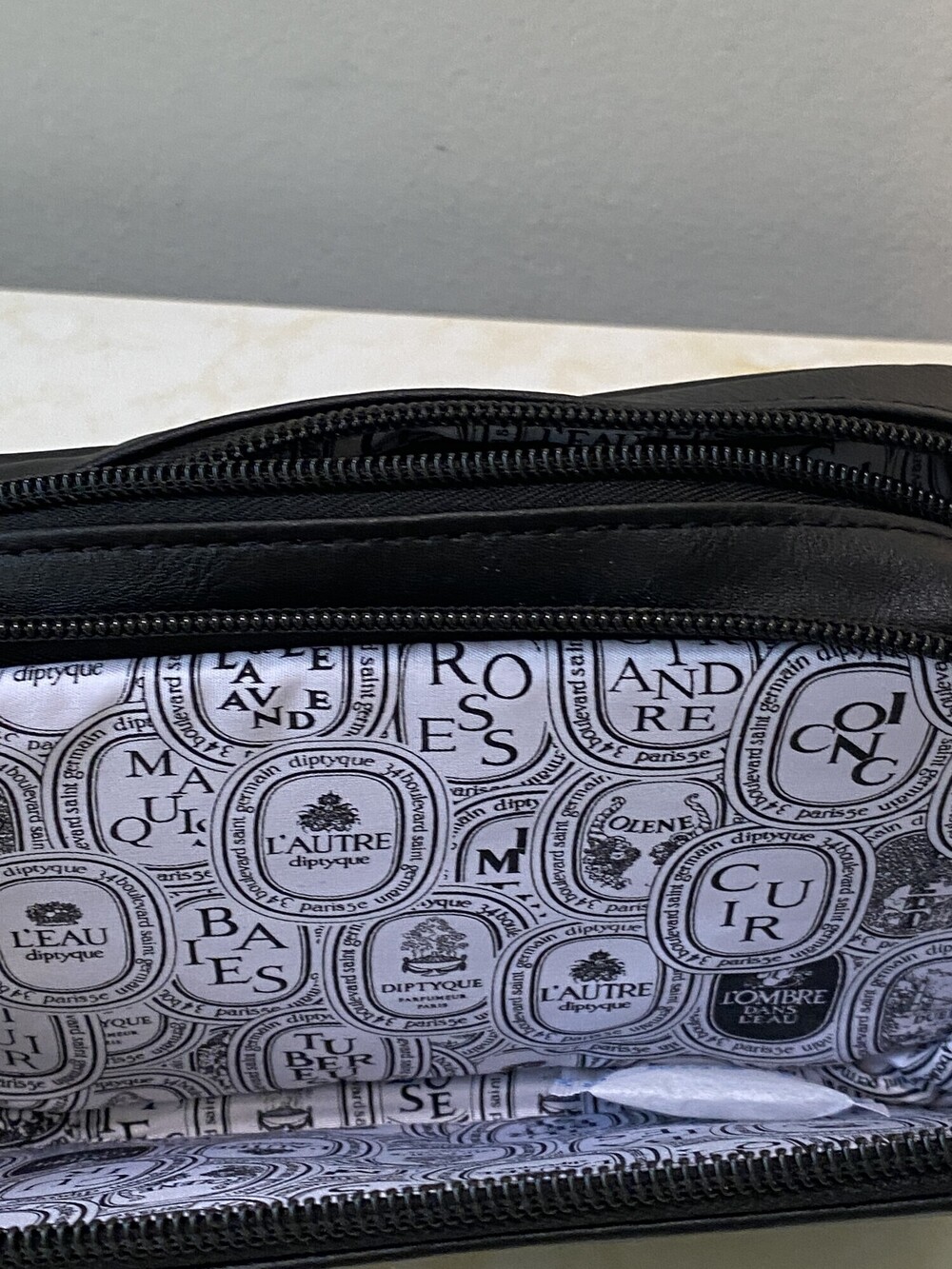 New Diptyque Paris Black Double Zip Travel Cosmetic Case Pouch